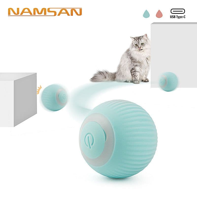 image-NAMSAN Cat Toy USB Rechargeable Smart Rolling Ball Pink