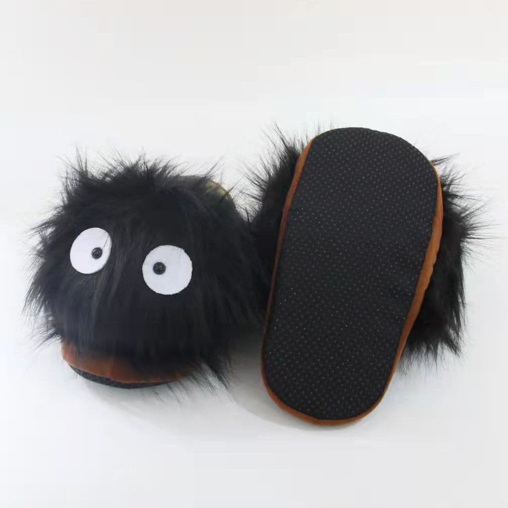 image-Winter Plush Slippers Cartoon Charcoal Design Adult Warm Indoor