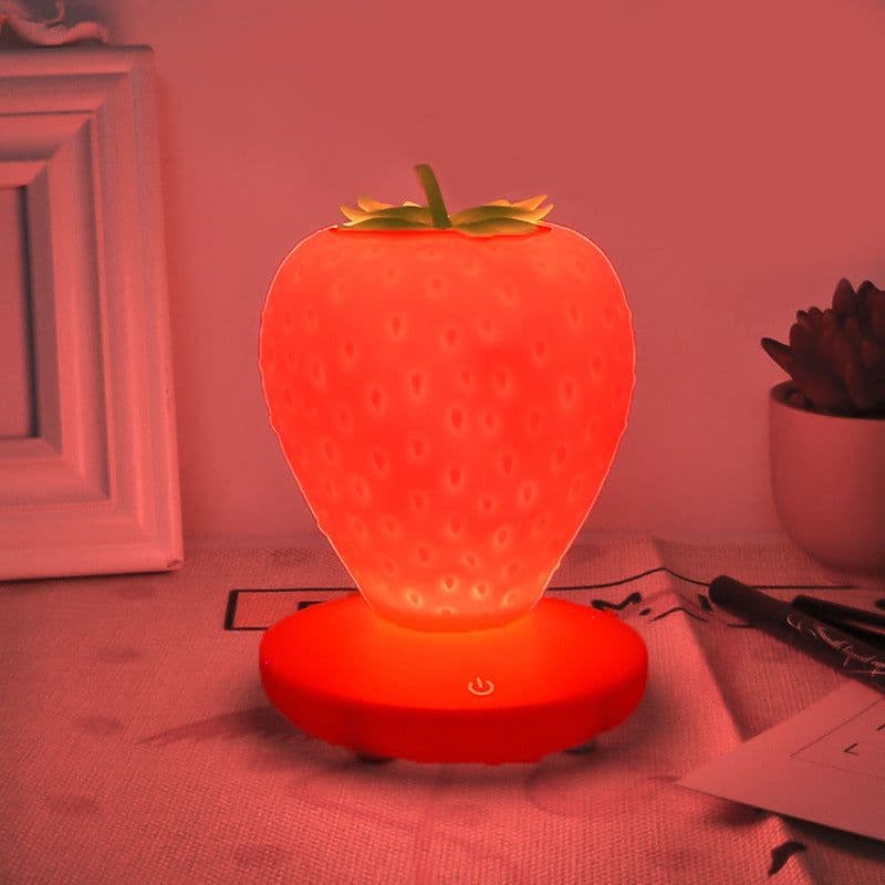 image-Creative Home Strawberry LED Night Light USB Touch Silicone Lamp