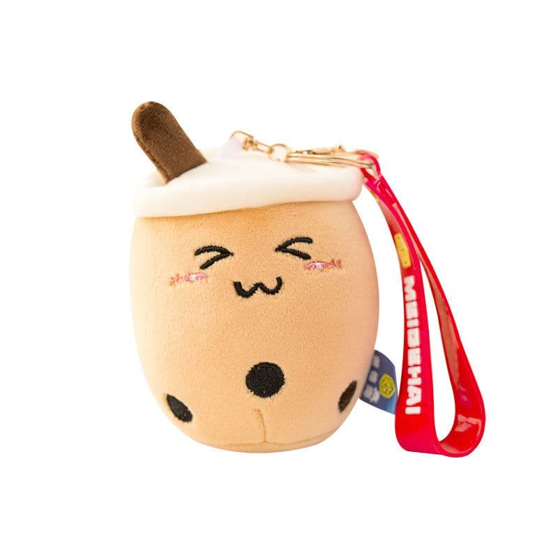 image-Plush Cow Keychain Pendant 10cm Brown Triangle Bag Ornament