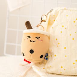 image-Plush Cow Keychain Pendant 10cm Brown Triangle Bag Ornament
