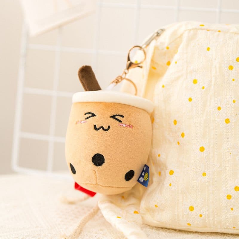 image-Plush Cow Keychain Pendant 10cm Brown Triangle Bag Ornament