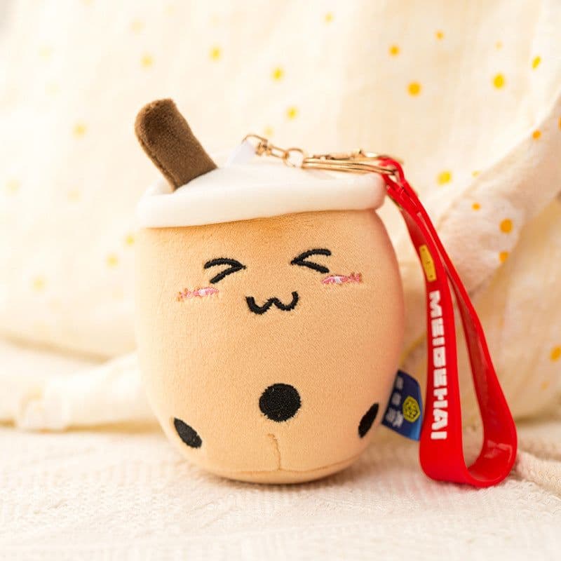image-Plush Cow Keychain Pendant 10cm Brown Triangle Bag Ornament