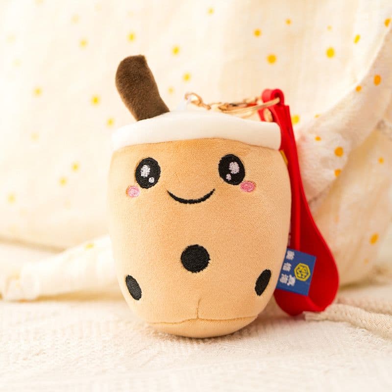 image-Plush Cow Keychain Pendant 10cm Brown Triangle Bag Ornament