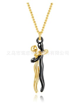 image-European American Couple Large Necklace Black Clavicle Chain