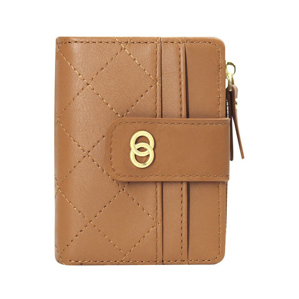 image-LENGRUI Women's Plaid PU Leather Wallet Short Bifold Card Holder