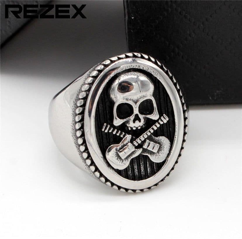 image-Skull Ring Titanium Steel Personality Trend Jewelry Gold