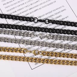 image-Stainless Steel Cuban Chain Necklace - Unisex Six-Sided Design
