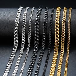 image-Stainless Steel Cuban Chain Necklace - Unisex Six-Sided Design