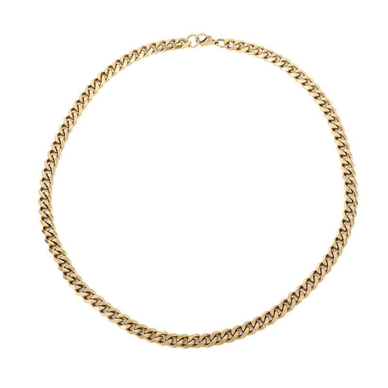 image-Stainless Steel Cuban Chain Necklace - Unisex Six-Sided Design
