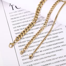 image-Stainless Steel Cuban Chain Necklace - Unisex Six-Sided Design