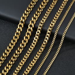 image-Stainless Steel Cuban Chain Necklace - Unisex Six-Sided Design