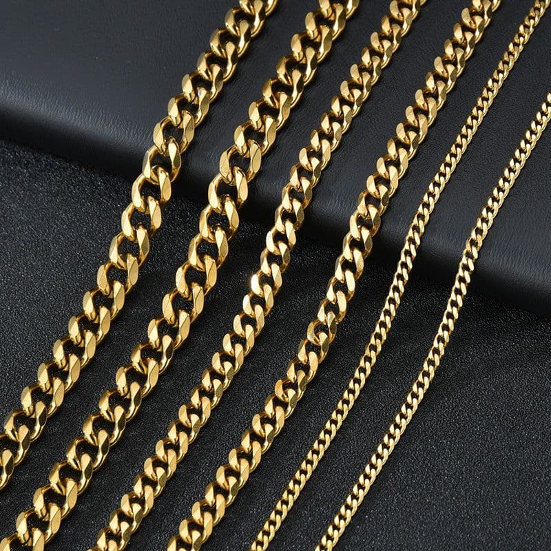 image-Stainless Steel Cuban Chain Necklace - Unisex Six-Sided Design