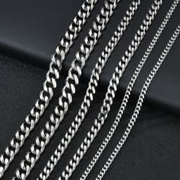 image-Stainless Steel Cuban Chain Necklace - Unisex Six-Sided Design