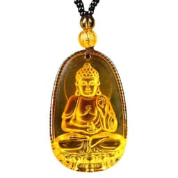 image-Citrine Glass Zodiac Buddha Guardian Pendant Necklace