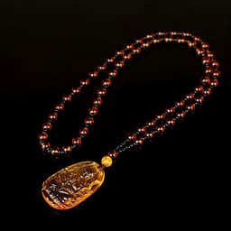image-Citrine Glass Zodiac Buddha Guardian Pendant Necklace