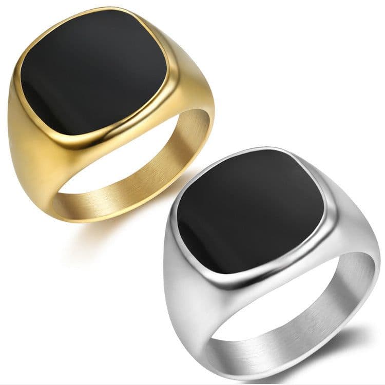 image-Titanium Steel Epoxy Ring Unisex Geometric 04308