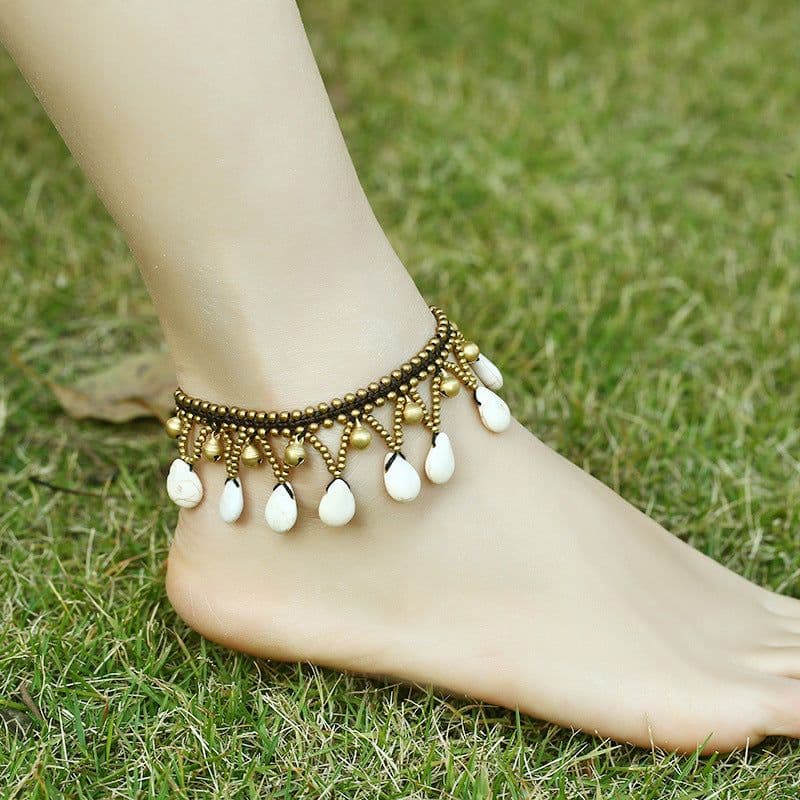 image-Bohemian Hand-Woven Bell Anklet for Women