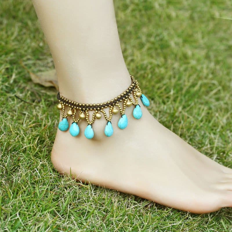 image-Bohemian Hand-Woven Bell Anklet for Women