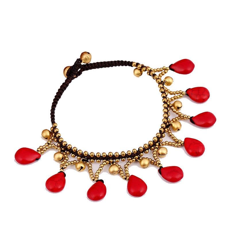 image-Bohemian Hand-Woven Bell Anklet for Women
