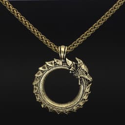 image-Ouroboros Dragon Necklace Men's Silver Oxidized Pendant