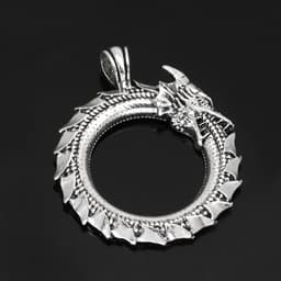 image-Ouroboros Dragon Necklace Men's Silver Oxidized Pendant