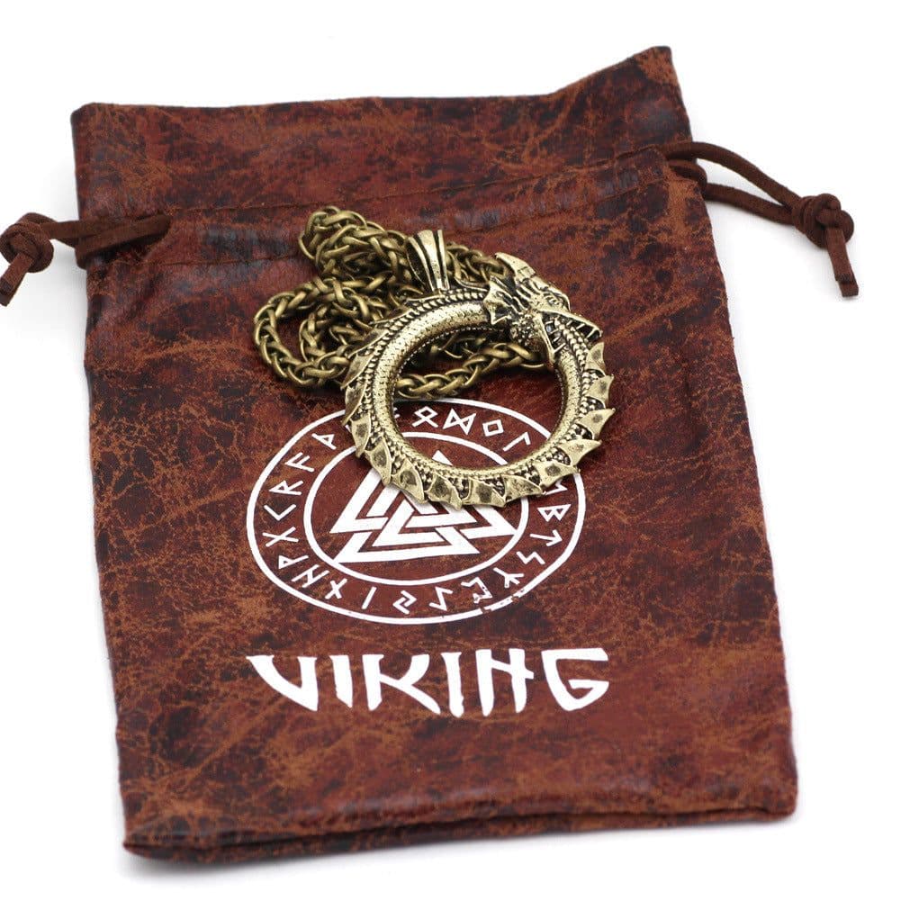 image-Ouroboros Dragon Necklace Men's Silver Oxidized Pendant