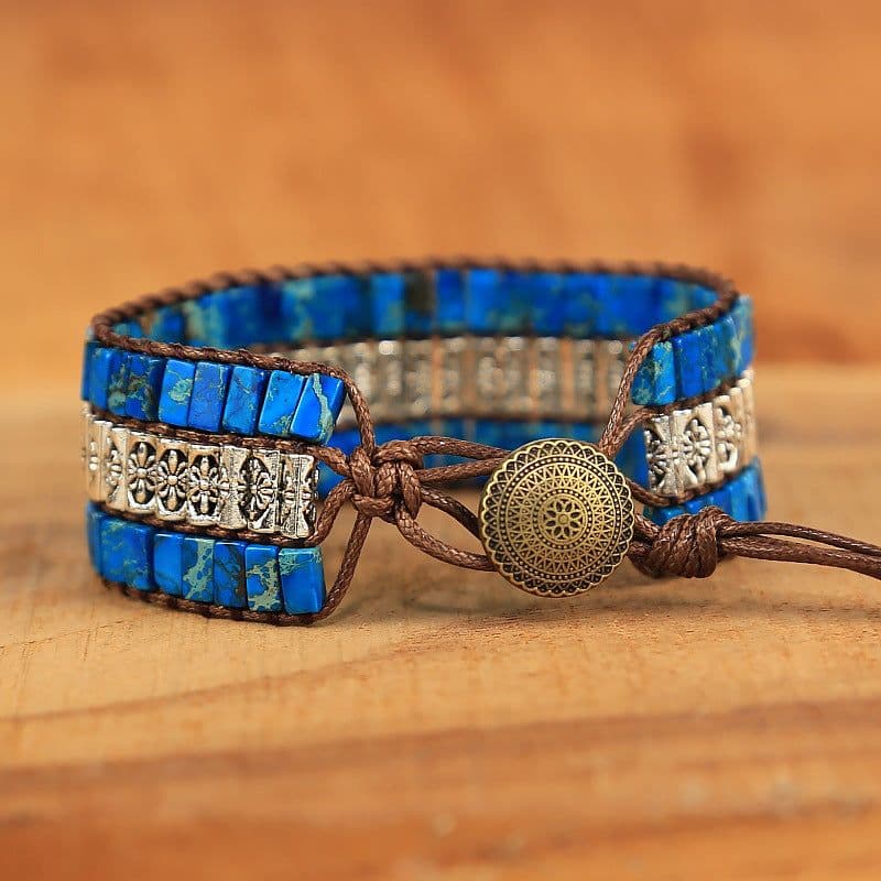 image-Poetry Craftsmanship Hand-Woven Wax Rope Agate Bracelet Retro