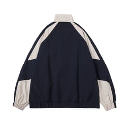 image-Men's Polyester Stand Collar Jacket Loose Fit Casual Cardigan