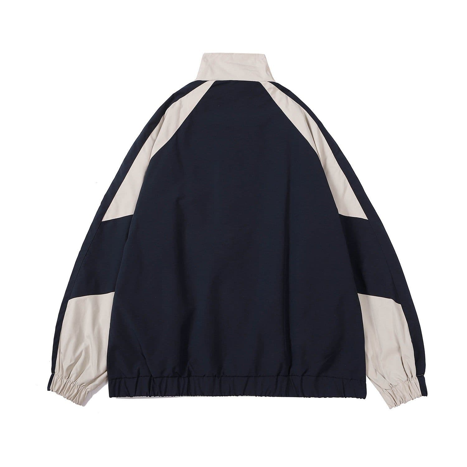 image-Men's Polyester Stand Collar Jacket Loose Fit Casual Cardigan