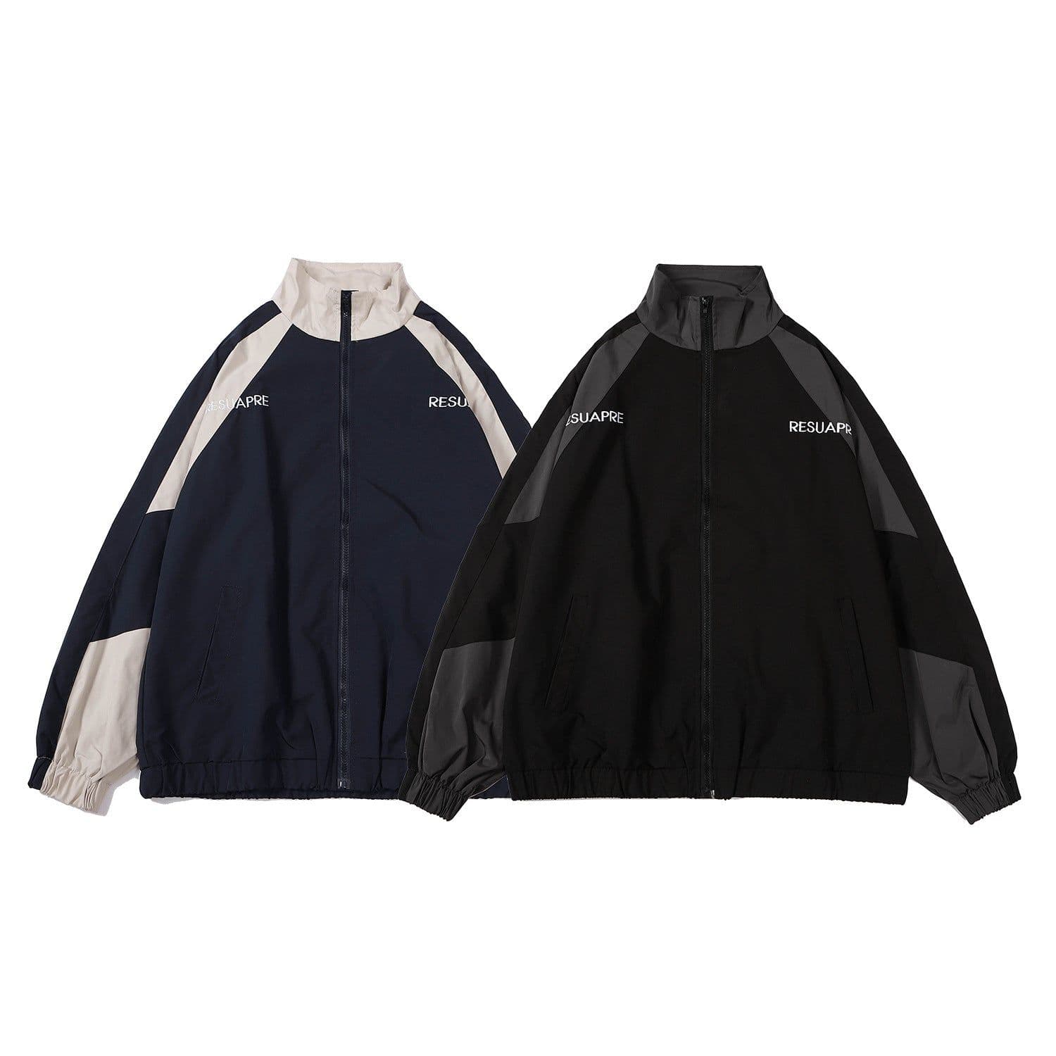 image-Men's Polyester Stand Collar Jacket Loose Fit Casual Cardigan