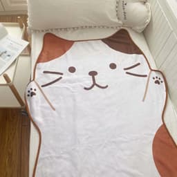 image-Cartoon Cat Flannel Blanket - Soft Throw for Kids & Adults