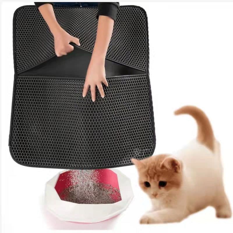 image-EVA Cat Litter Mat Large Waterproof Double Layer Black 55x75cm