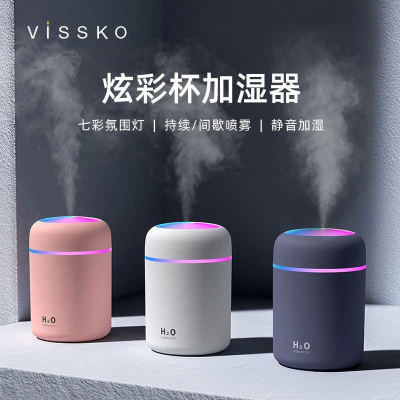 image-Desktop USB Air Humidifier with Colorful Cup Design