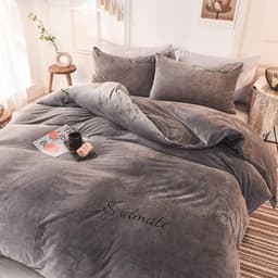 image-Roseman Milk Fleece 4-Piece Bedding Set 1.8m Fitted Sheet