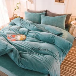 image-Roseman Milk Fleece 4-Piece Bedding Set 1.8m Fitted Sheet