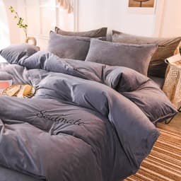 image-Roseman Milk Fleece 4-Piece Bedding Set 1.8m Fitted Sheet