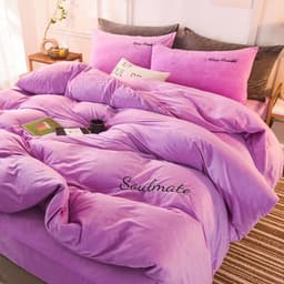image-Roseman Milk Fleece 4-Piece Bedding Set 1.8m Fitted Sheet