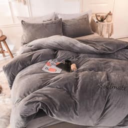 image-Roseman Milk Fleece 4-Piece Bedding Set 1.8m Fitted Sheet