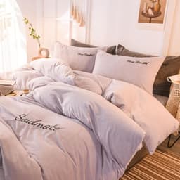 image-Roseman Milk Fleece 4-Piece Bedding Set 1.8m Fitted Sheet