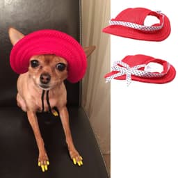 image-Dog Princess Hat Pet Baseball Cap Beret Striped Oxford Cloth