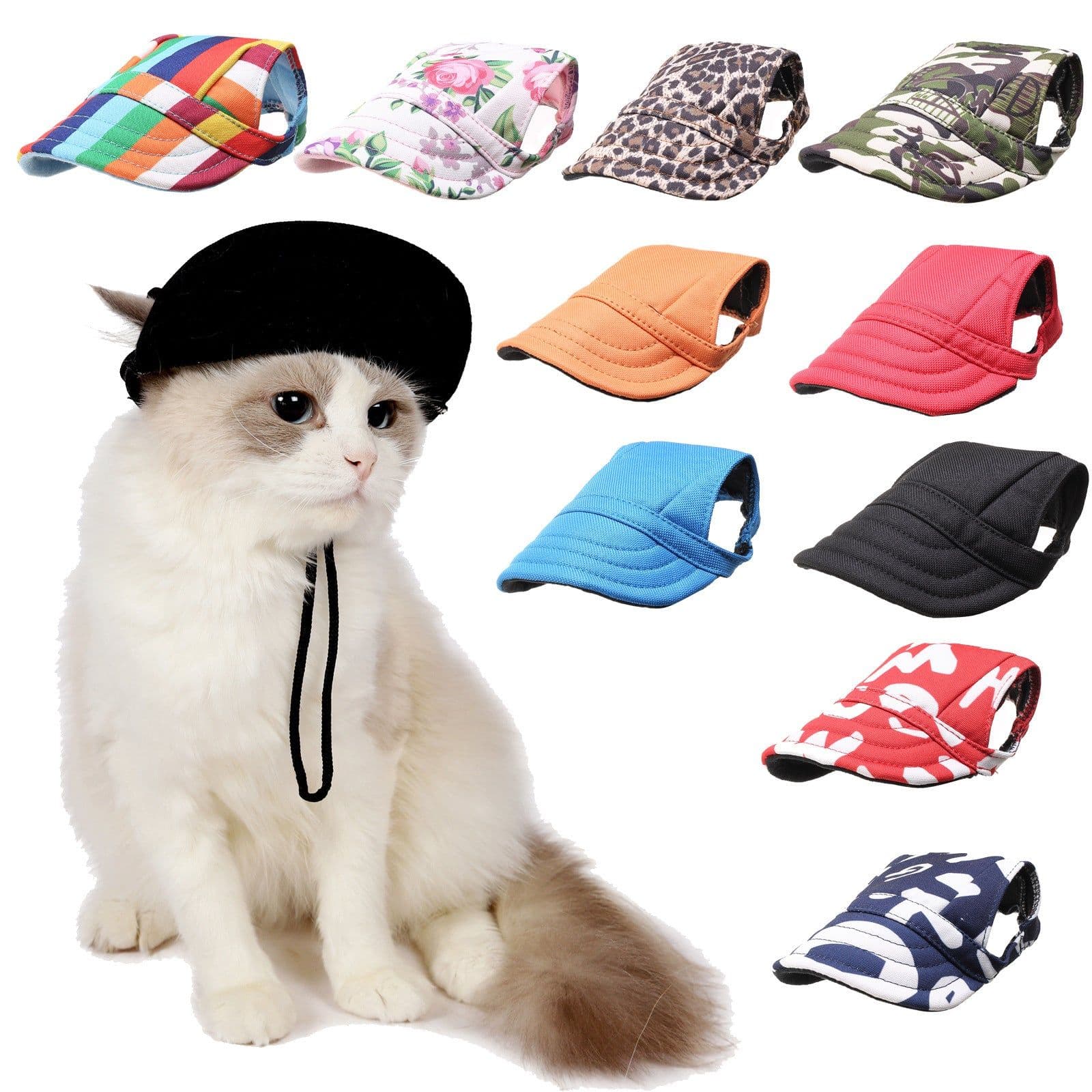 image-Dog Princess Hat Pet Baseball Cap Beret Striped Oxford Cloth