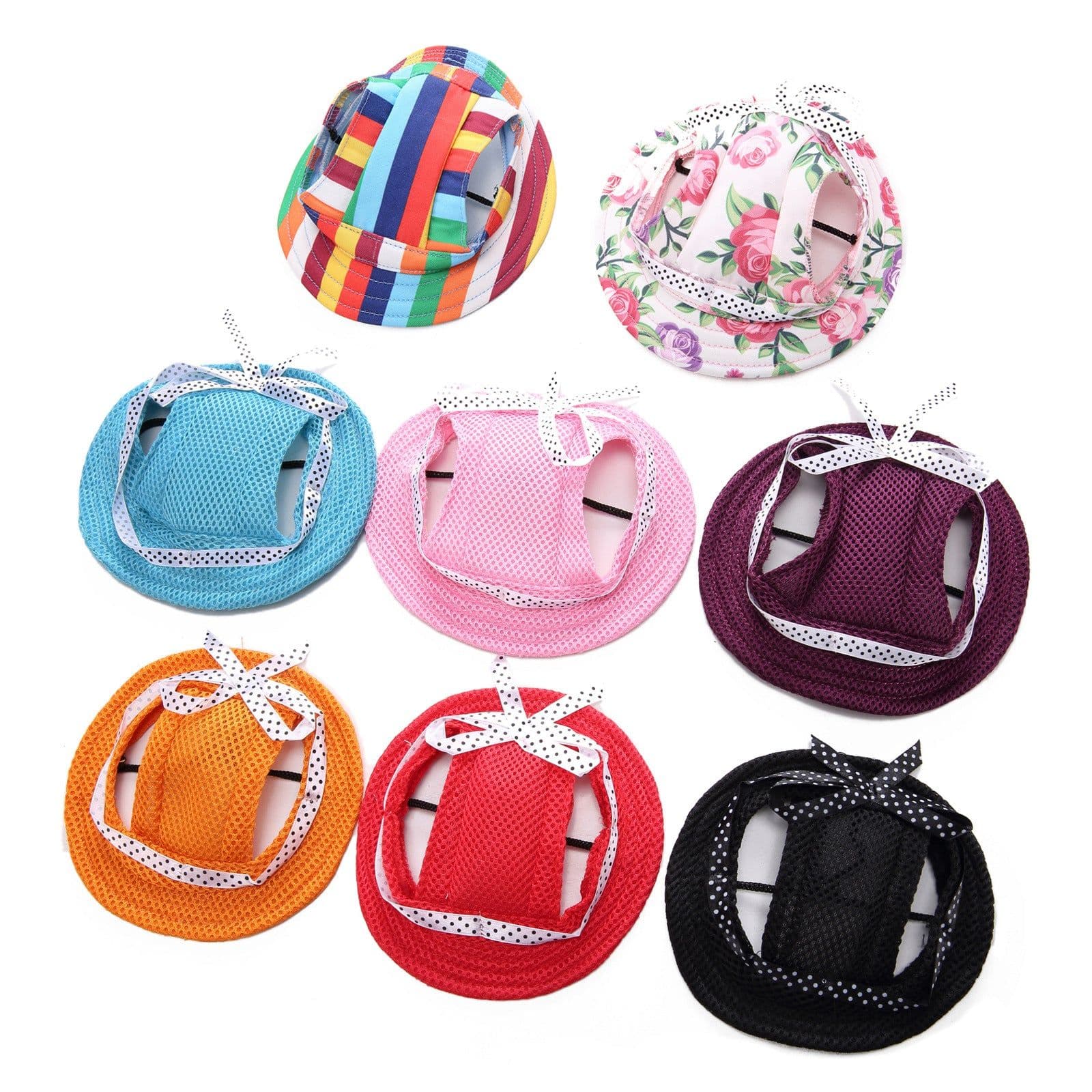 image-Dog Princess Hat Pet Baseball Cap Beret Striped Oxford Cloth