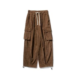 image-Men's Corduroy Loose Straight Casual Pants Mid Waist Trousers