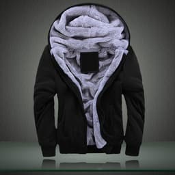 image-Men's Hooded Fleece Jacket Solid Color Casual Warm Zipper Cardigan