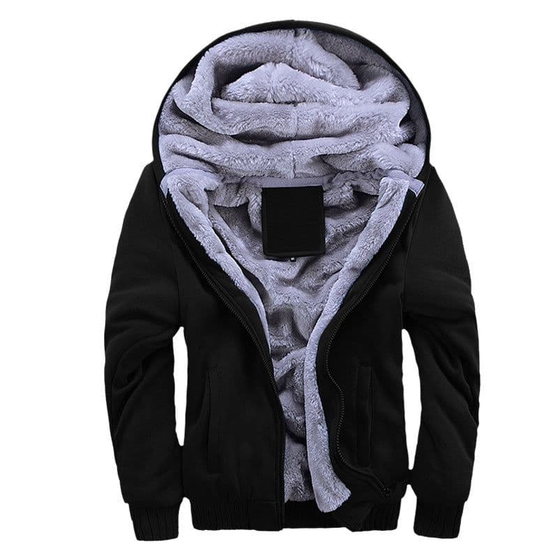 image-Men's Hooded Fleece Jacket Solid Color Casual Warm Zipper Cardigan