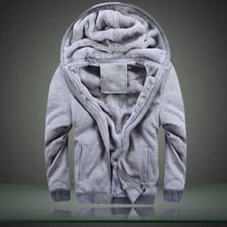 image-Men's Hooded Fleece Jacket Solid Color Casual Warm Zipper Cardigan