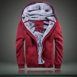 image-Men's Hooded Fleece Jacket Solid Color Casual Warm Zipper Cardigan