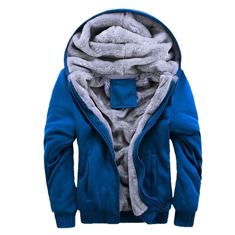image-Men's Hooded Fleece Jacket Solid Color Casual Warm Zipper Cardigan