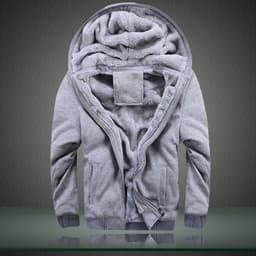 image-Men's Hooded Fleece Jacket Solid Color Casual Warm Zipper Cardigan